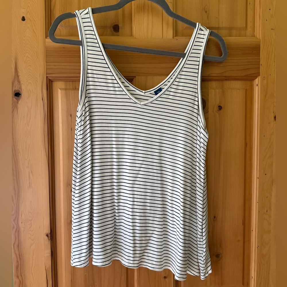 Old Navy Black and White Striped Tank Top